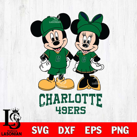 Charlotte 49ers Mickey Minnie Rugby Svg Eps Dxf Png File, NCAA svg , File Cut , Digital Download , Instant Download, Cut Svg Files