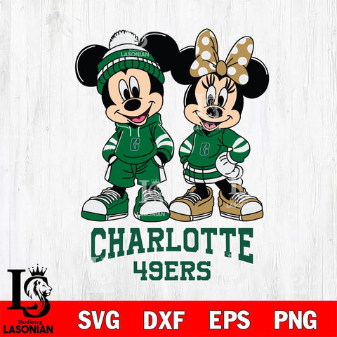 Charlotte 49ers Mickey Minnie Rugby Hoodie Svg Eps Dxf Png File, NCAA svg , File Cut , Digital Download , Instant Download, Cut Svg Files