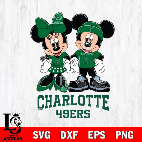 Charlotte 49ers Mickey Minnie Rugby ball Svg Eps Dxf Png File, NCAA svg , File Cut , Digital Download , Instant Download, Cut Svg Files