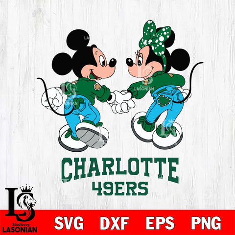 Charlotte 49ers Mickey Minnie Valentine Rugby Svg Eps Dxf Png File, Digital Download ,Instant Download, Cricut File