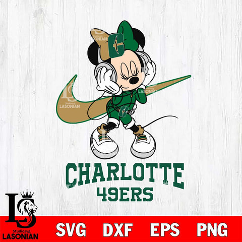 Charlotte 49ers Minnie Mouse Dancing NIKE, Svg Eps Dxf Png File, Digital Download