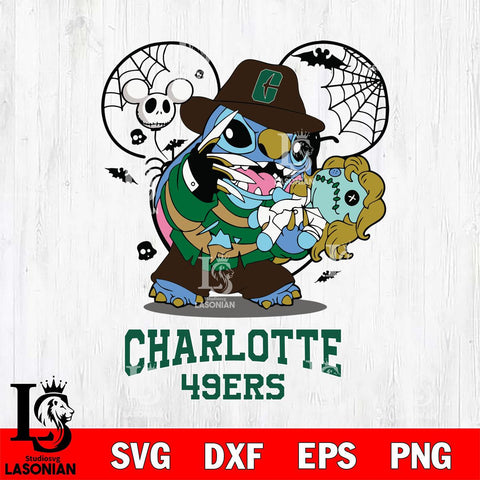 Charlotte 49ers Stitch Freddy Krueger Halloween Svg Eps Dxf Png File, Digital Download, Instant Download