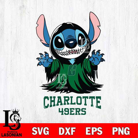 Charlotte 49ers Stitch Ghost Svg Eps Dxf Png File, NCAA svg, Digital Download, Instant Download