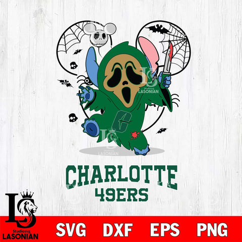 Charlotte 49ers Stitch Ghost Face Halloween 2 Svg Eps Dxf Png File, Digital Download, Instant Download