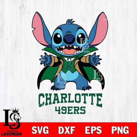 Charlotte 49ers Stitch Vampire halloween Svg Eps Dxf Png File, NCAA svg, Digital Download, Instant Download