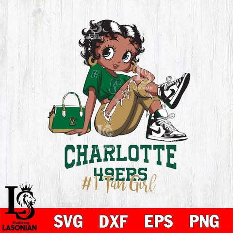 Charlotte 49ers #1 Black Fan Girl Betty Boop, Svg Eps Dxf Png File, Digital Download