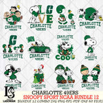 Charlotte 49ers  Snoopy NCAA Bundle 12 SVG Svg Eps Dxf Png File, Digital Download