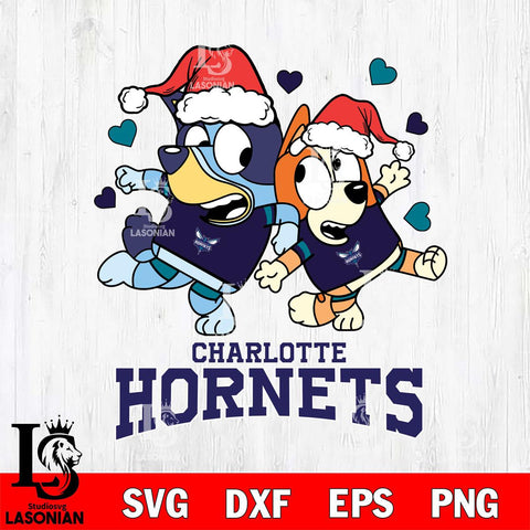 Charlotte Hornets Bluey Christmas NFL Svg Eps Dxf Png File, Digital Download