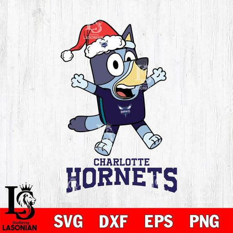 Charlotte Hornets Bluey Happy Christmas Svg Eps Dxf Png File, Digital Download