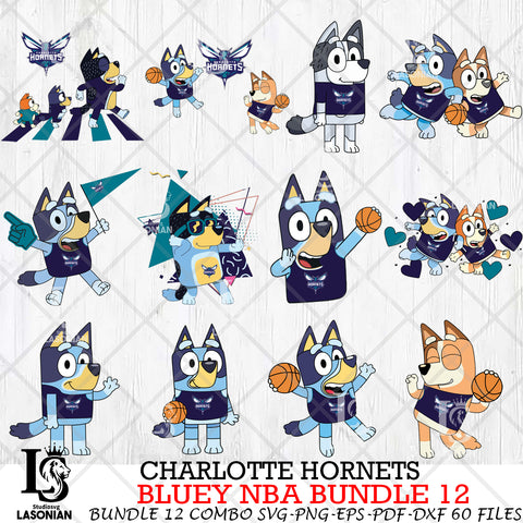 Charlotte Hornets Bluey NBA Bundle 12 Svg Eps Dxf Png File, Digital Download, Instant Download