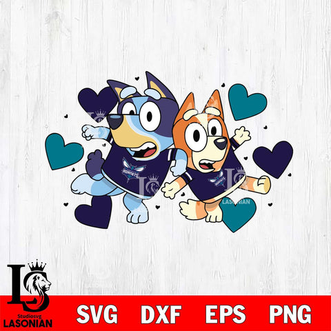 Charlotte Hornets Bluey sport heart Svg Eps Dxf Png File, Digital Download, Instant Download