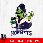 Charlotte Hornets Boujee Grinch Girls Christmas Cut Files Cricut, Svg Dxf Eps Png file , Silhouette