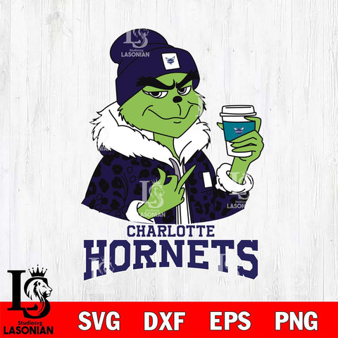 Charlotte Hornets Boujee Grinch Leopard Christmas Cut Files Cricut, Svg Dxf Eps Png file , Silhouette