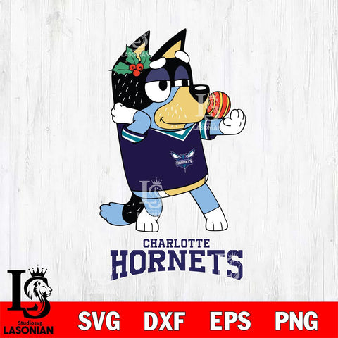 Charlotte Hornets Christmas Bluey Bandit Heeler Svg , Christmas Svg , Bluey svg , Digital Download, dxf eps png pdf file