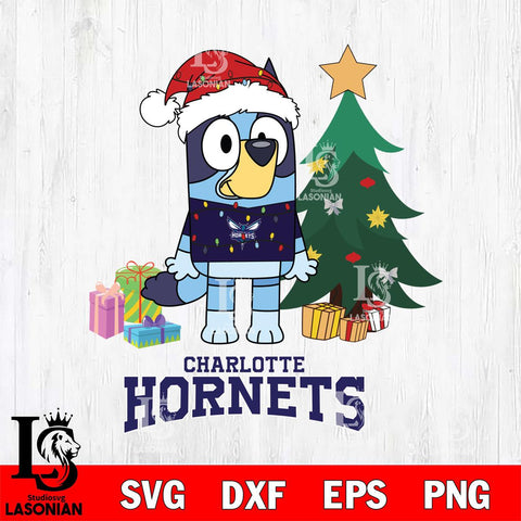 Charlotte Hornets Christmas Bluey Tree Sport Svg , Christmas Svg , Bluey svg , Digital Download, dxf eps png pdf file