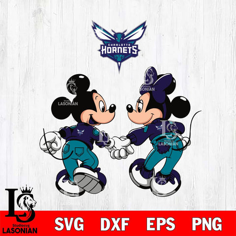 Charlotte Hornets Fan Minnie And Mickey Love Svg Eps Dxf Png File, Digital Download, Instant Download