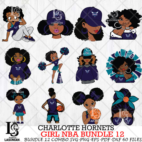 Charlotte Hornets Girl NBA Bundle 12 Svg Eps Dxf Png File, Digital Download, Instant Download