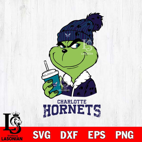 Charlotte Hornets Grinch Cofffe Christmas Cut Files Cricut, Svg Dxf Eps Png file , Silhouette