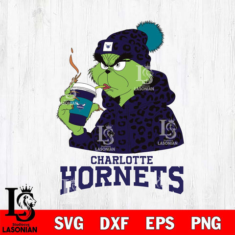 Charlotte Hornets Grinch Leopard Christmas Cut Files Cricut, Svg Dxf Eps Png file , Silhouette