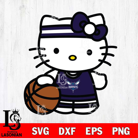 Charlotte Hornets Hello Kitty basketball 3 Svg Eps Dxf Png File, Digital Download, Instant Download