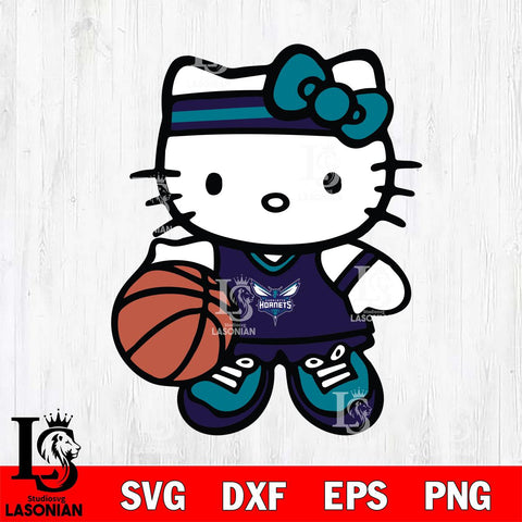 Charlotte Hornets Hello Kitty basketball Svg Eps Dxf Png File, Digital Download, Instant Download