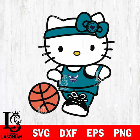 Charlotte Hornets Hello Kitty basketball 4 Svg Eps Dxf Png File, Digital Download, Instant Download