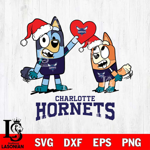 Charlotte Hornets Love Bluey Christmas Svg Eps Dxf Png File, Digital Download