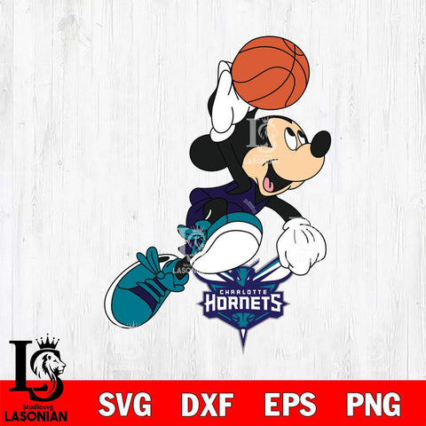 Charlotte Hornets Mickey Minne 8 Nba Svg Eps Dxf Png File, NBA svg, Digital Download, Instant Download