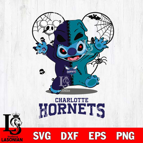 Charlotte Hornets Stitch Horror Halloween 2 Svg Eps Dxf Png File, Digital Download, Instant Download