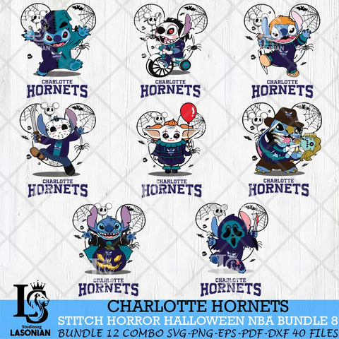 Charlotte Hornets Stitch Horror Halloween NBA Bundle Svg Eps Dxf Png File, Digital Download, Instant Download