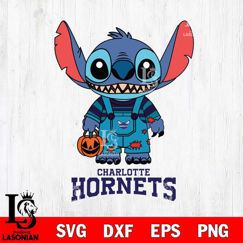 Charlotte Hornets Stitch Horror Halloween Svg Eps Dxf Png File, NBA svg, Digital Download, Instant Download