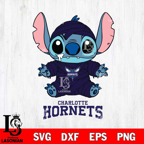 Charlotte Hornets Stitch Mummy Svg Eps Dxf Png File, NBA svg, Digital Download, Instant Download