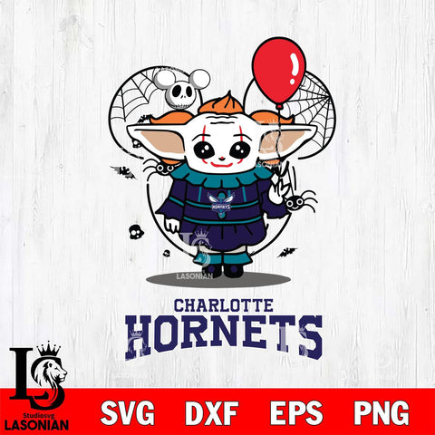 Charlotte Hornets Stitch Pennywise Halloween Svg Eps Dxf Png File, Digital Download, Instant Download