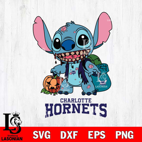 Charlotte Hornets Stitch Zombie Svg Eps Dxf Png File, NBA svg, Digital Download, Instant Download