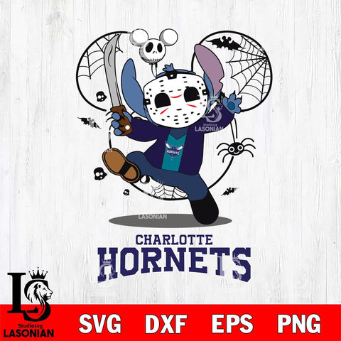 Charlotte Hornets Stitch jason voorhees Halloween Svg Eps Dxf Png File, Digital Download, Instant Download