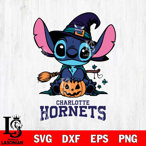 Charlotte Hornets Stitch witch Svg Eps Dxf Png File, NBA svg, Digital Download, Instant Download