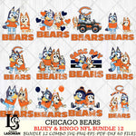 Chicago Bears Bluey & Bingo Bundle 12 SVG Eps Dxf Png File, Bundle NFL svg, Digital Download, Instant Download