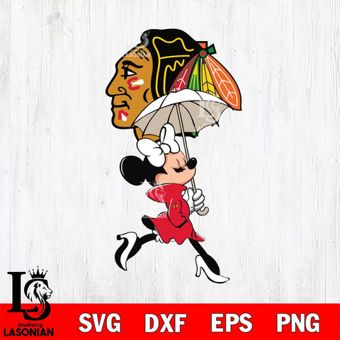 Chicago Blackhawks Fancy Minnie Svg Eps Dxf Png File, Digital Download, Instant Download