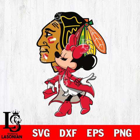 Chicago Blackhawks Glamorous Minnie Svg Eps Dxf Png File, Digital Download, Instant Download