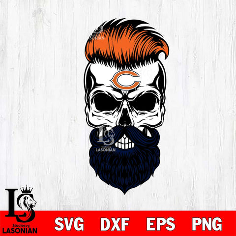 Chicago Bears Badass Beard Skull SVG