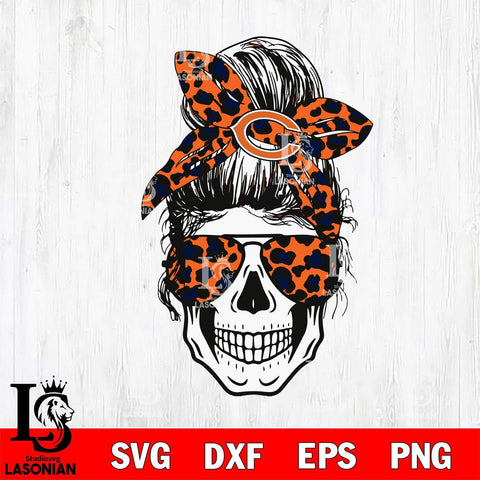 Chicago Bears Badass Women Skull SVG