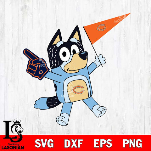 Chicago Bears Bandit Bluey Flag Svg Eps Dxf Png File,NFL Cut Svg Files,Digital File,Sublimation