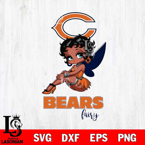 Chicago Bears Beauty Black Fairy Betty Boop Svg Eps Dxf Png File, Digital Download, Instant Download