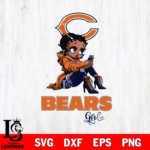 Chicago Bears Beauty Black Fan Girl Football Svg Eps Dxf Png File, Digital Download, Instant Download