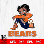 Chicago Bears Betty Boop Black Fan Girl Svg Eps Dxf Png File, Digital Download, Instant Download