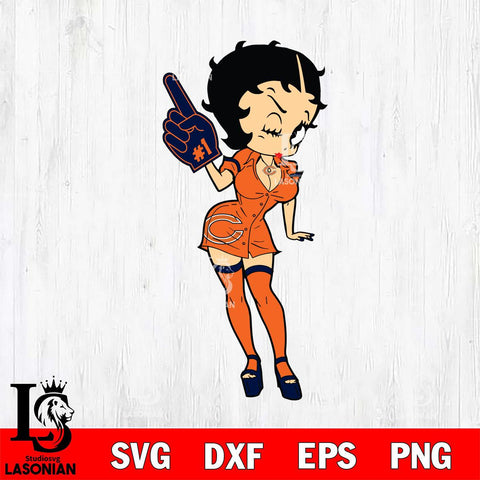 Chicago Bears Betty Boop Cheering Svg Eps Dxf Png File, Digital Download, Instant Download