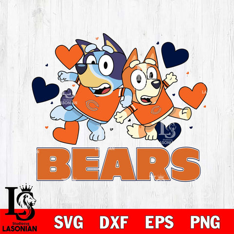 Chicago Bears Bluey & Bingo 10 Svg Eps Dxf Png File, NFL svg, Digital Download, Instant Download