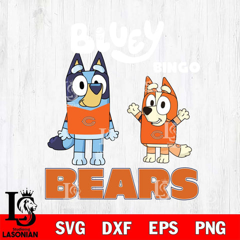 Chicago Bears Bluey & Bingo 4 Svg Eps Dxf Png File, NFL svg, Digital Download, Instant Download