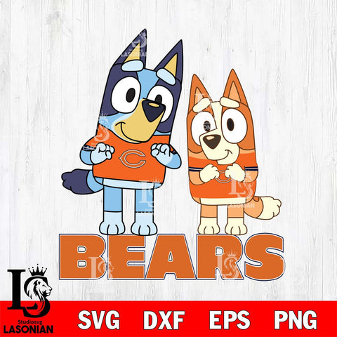 Chicago Bears Bluey & Bingo 6 Svg Eps Dxf Png File, NFL svg, Digital Download, Instant Download