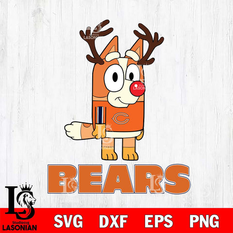 Chicago Bears Bluey Chilli Christmas Deer Svg Eps Dxf Png File, Digital Download